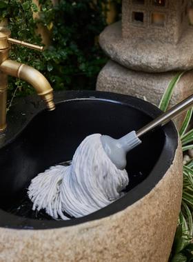 掬涵中式庭院仿石拖把池户外花园蓄水池复古卵石落地造景装饰摆件