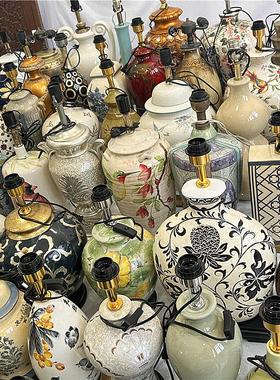 孤品-欧式陶瓷手绘台灯客厅摆设酒店样板间装饰摆件卧室床头柜灯