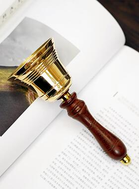 印度进口手工黄铜芒果木把手手持摇铃开餐铃铛 覆古家居装饰摆件