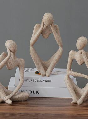 北欧现代创意沉默是金工艺品摆饰抽象人物办公室客厅艺术品装饰品