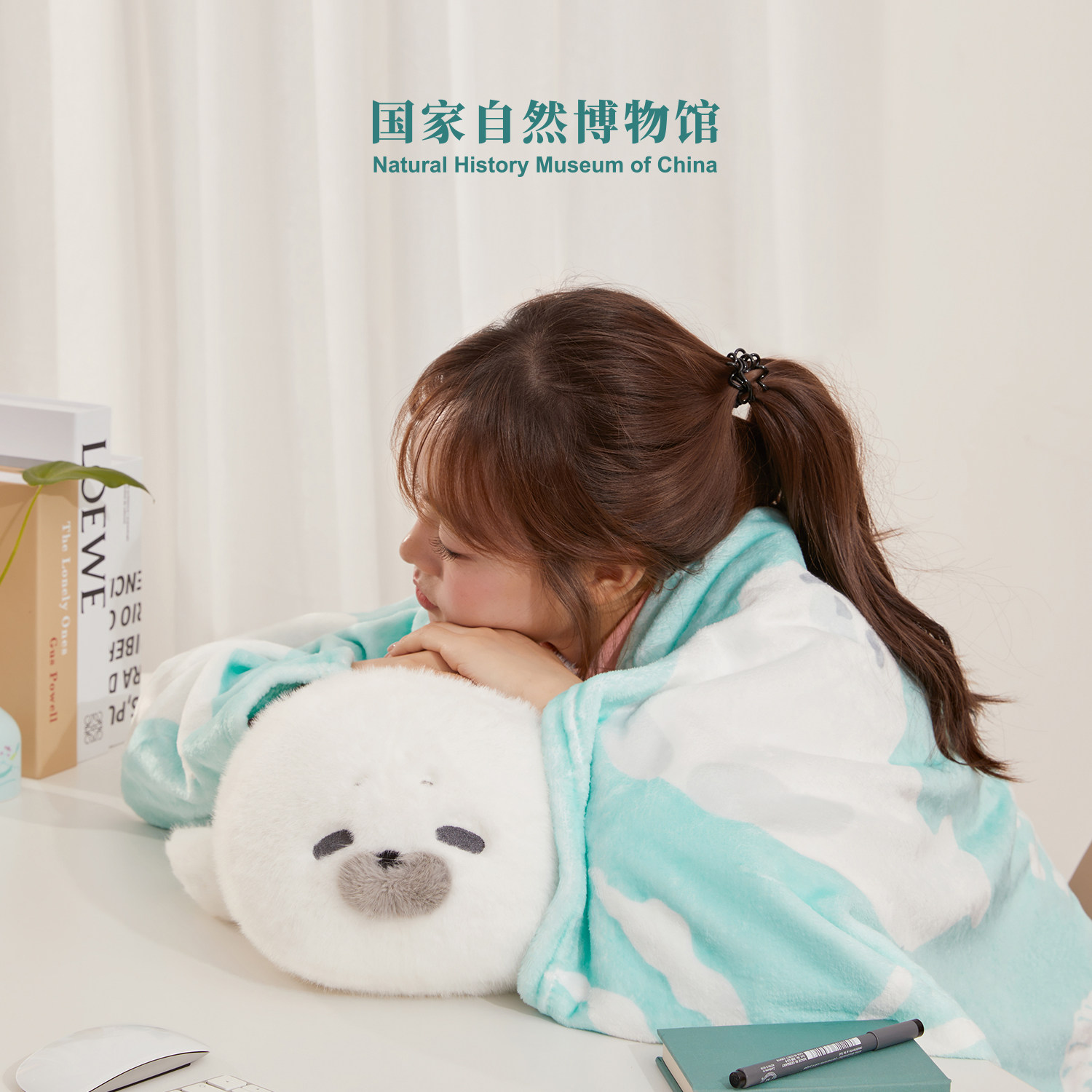 国家自然博物馆海豹毛绒玩偶抱枕毯子二合一办公室午睡情人节礼物,淘宝优惠券,粉丝福利购,淘宝优惠卷