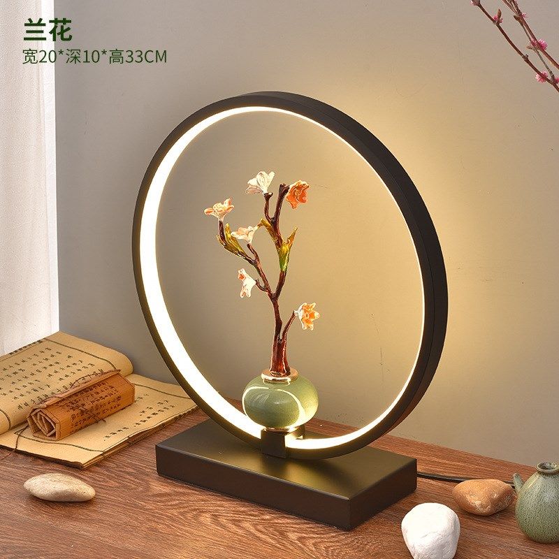 新中式台灯卧室床头灯简约现代复古轻奢客厅书房创意酒店遥控台灯 - 图2