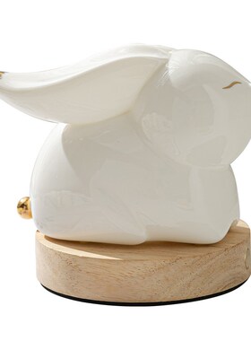 中秋节兔子小夜灯摆件卧室床头伴睡灯婴儿喂奶护眼儿童柔光白瓷灯