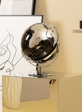 办公室桌面摆件美式书柜书房装饰地球仪创意金属摆设公司开业礼品