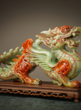 青龙玉石龙摆件岫玉客厅乔迁领导商铺送礼开业办公室落青龙位偏弱