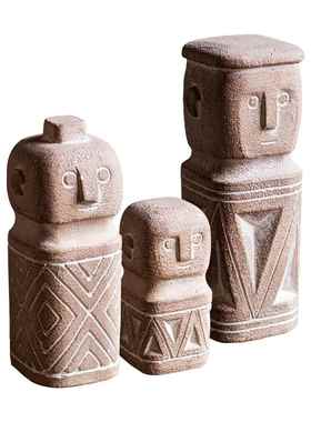 远古风格雕像摆件几何艺术仿石像装饰人像陈设庭院花园别墅