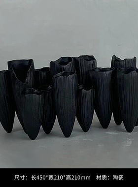 创意现代样板房售楼部手工陶瓷抽象雕塑I花瓶摆件博古架装饰工艺