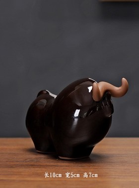 陶瓷红牛摆件创意家居客厅博古架办公书房茶室P桌面装饰品工艺礼