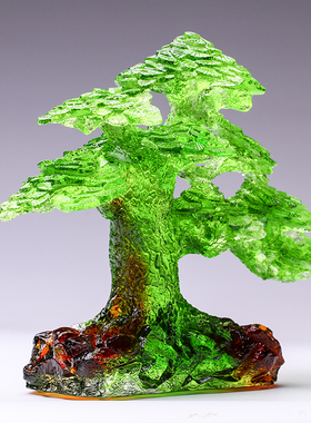 琉璃基业常青树迎客松客厅书房定制开业祝寿礼品摆件X轻奢生日礼