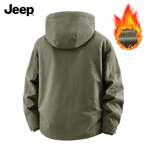JEEP/吉普连帽夹克男加绒加厚冬季保暖工装