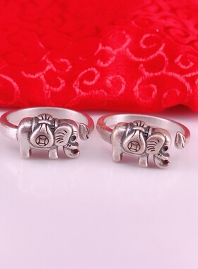 S925银小象尾巴开口戒指女款