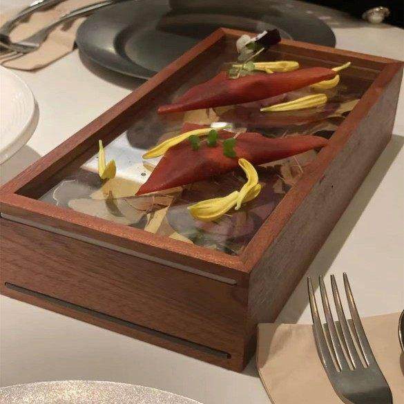 法式西餐分子料理意境菜创意玻璃位上冷菜餐具双面透明玻璃木盒盘,淘宝优惠券,粉丝福利购,淘宝优惠卷
