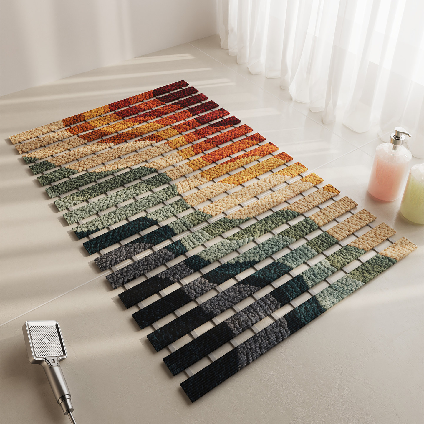 Bathroom non-slip floor mats, bathroom hollow draining and waterproof foot mats, bathroom children's and pregnant women's bath anti-fall carpets