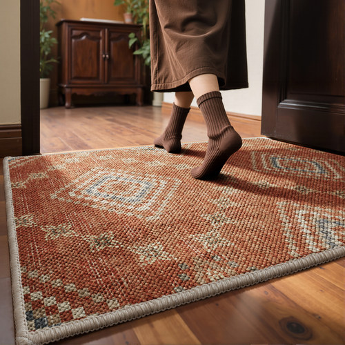 高级感美式入户门地垫民族风玄关进门除尘防滑脚垫大颗粒门口地毯 - 图1