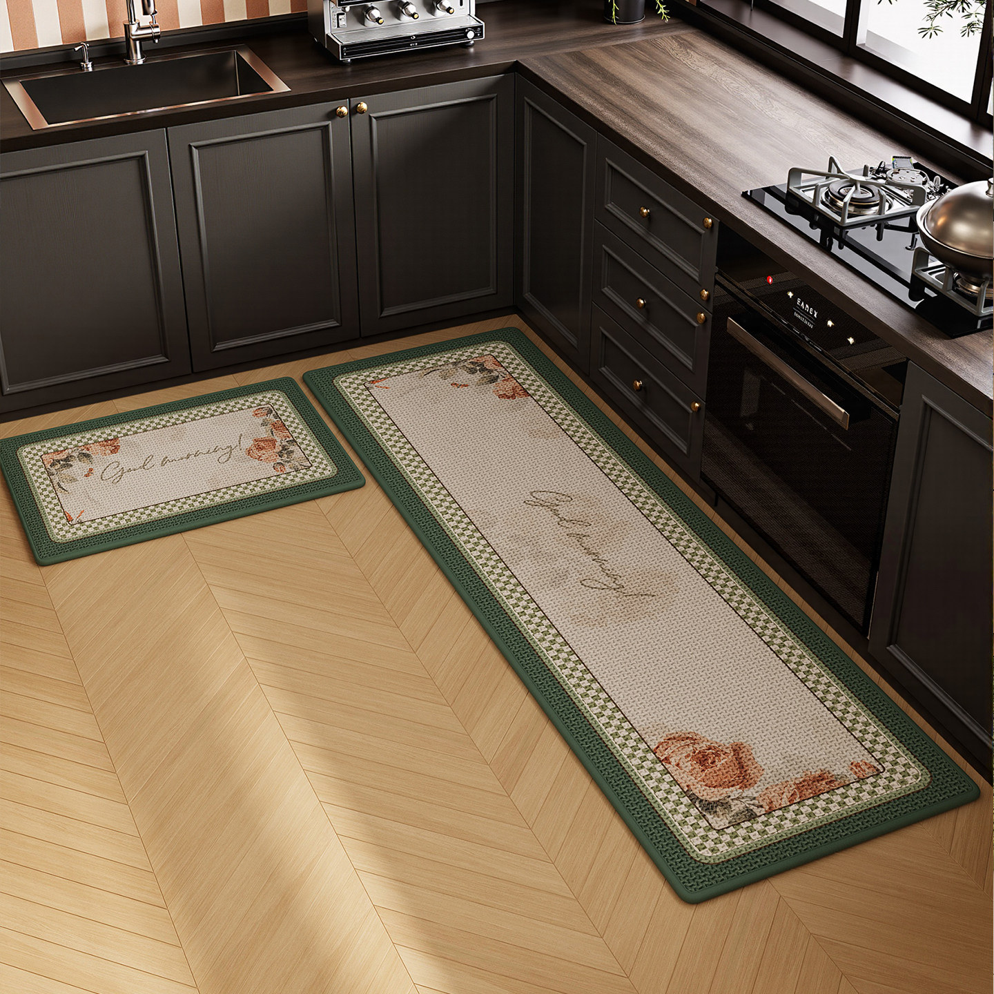 Kitchen floor mats, absorbent foot mats, dirt-resistant, anti-fouling, anti-slip, anti-fall woven mats, bathroom door soft pads, wear-resistant carpets