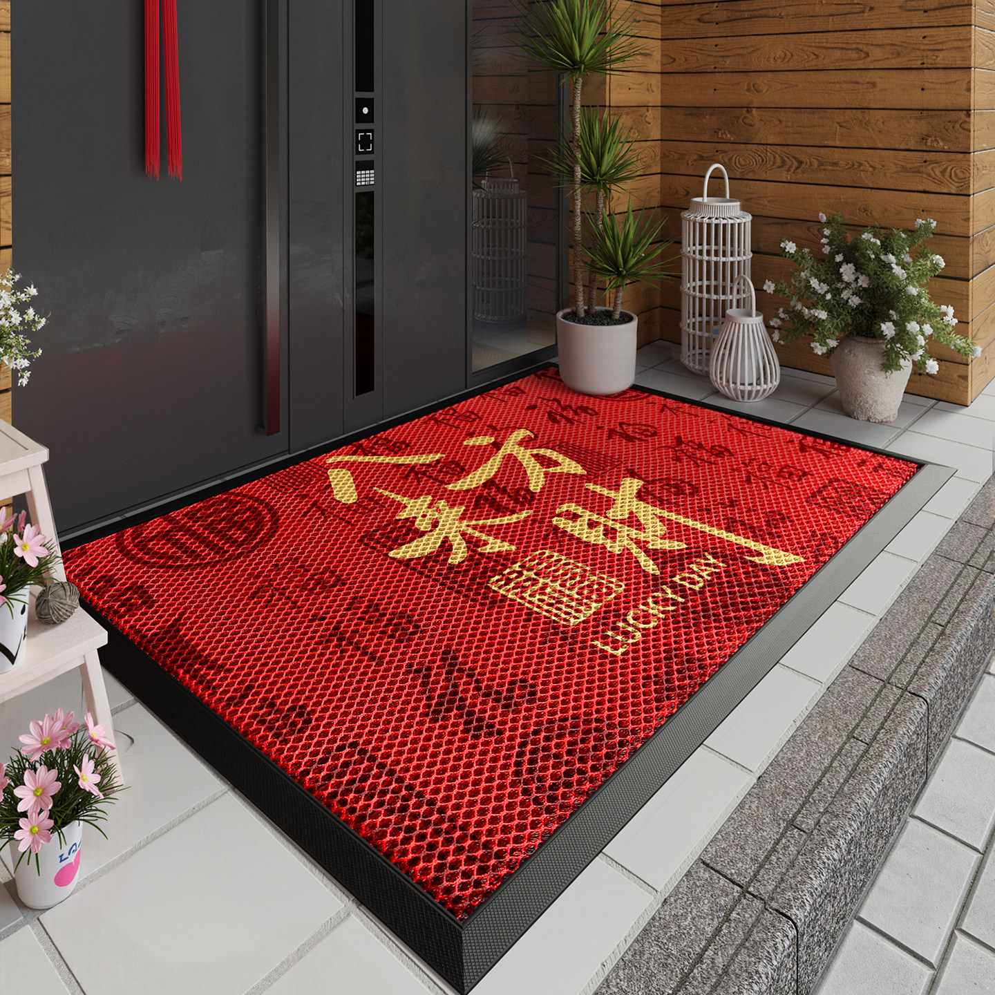 红色入户门地垫弹力丝玄关大门口进门脚垫子防滑除尘耐磨耐脏地毯,淘宝优惠券,粉丝福利购,淘宝优惠卷