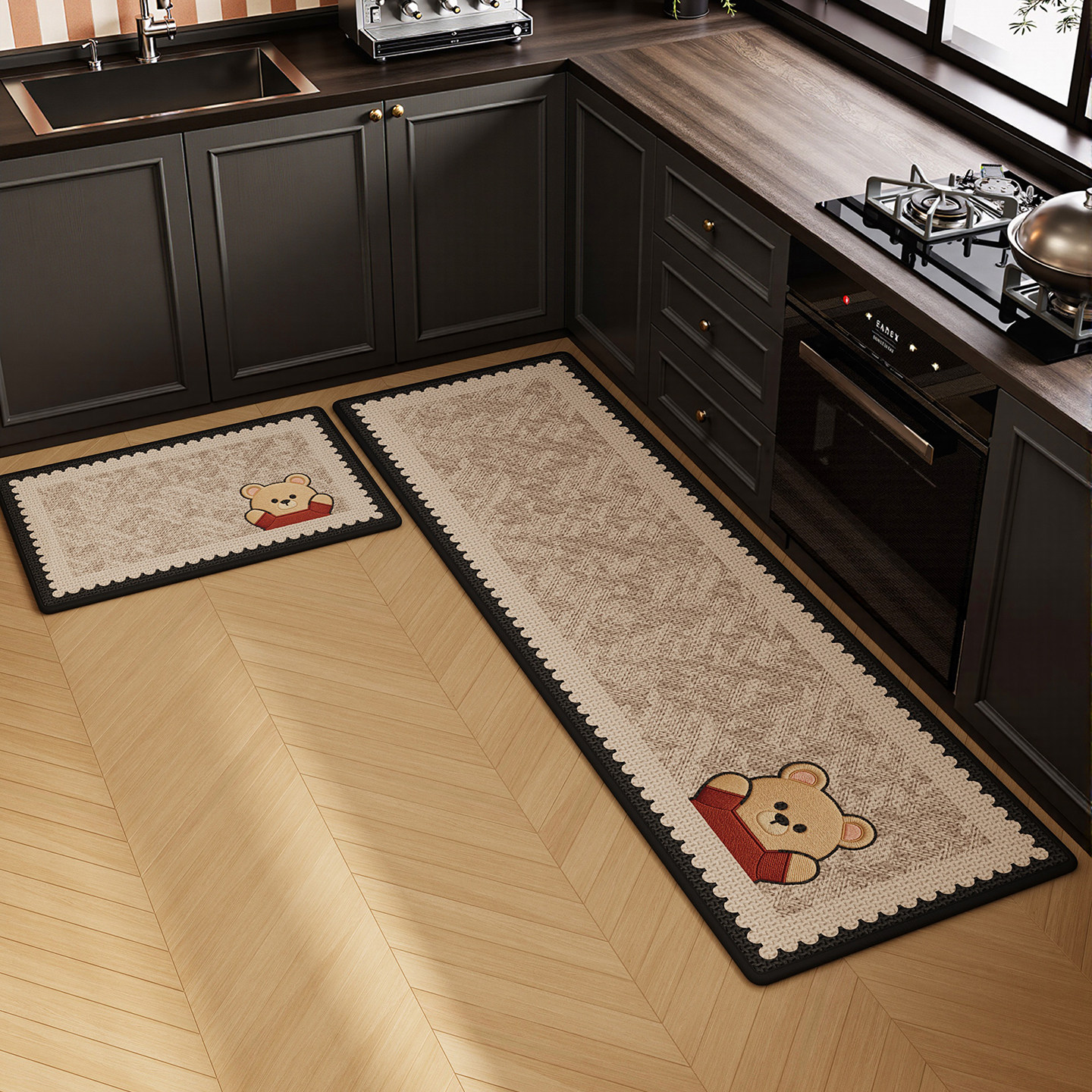 Kitchen floor mats, absorbent foot mats, stain-resistant, no-wash, wipeable, anti-slip, anti-fall mats, bathroom door soft pads, wear-resistant carpets