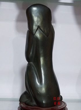 黑陶艺术品家居装饰品 欧式简约陶艺摆件 陶艺工艺品美少女 浴女