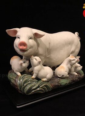 陶瓷乔迁礼品创意生肖猪摆件家居客厅电视柜2019工艺品装饰摆件年