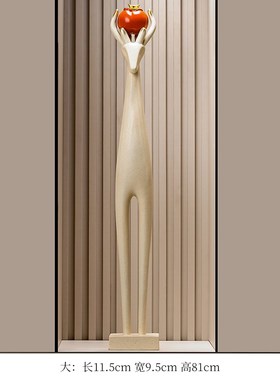 艺术鹿大摆件入户玄关旺宅家居装饰客厅J电视柜瘦细长竖高级工艺