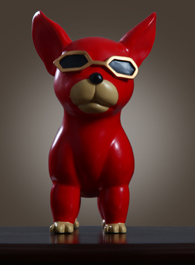 法斗萌犬摆件北欧现代简约创w意玄关客厅办公室家居饰品装饰品摆