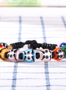 日式达摩琉璃手链转运六r眼天珠本命年开运平安百搭情侣款男女礼
