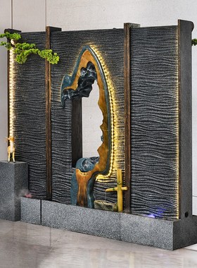 大型落地双面水幕墙流水屏风酒店别墅客厅装饰办公室W玄关隔断景