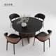 French retro black rock slab round dining table household small apartment mediocre round table solid wood round dining table chair combination