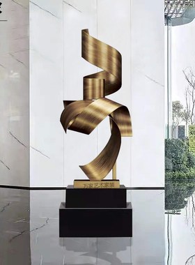 现代大型抽象金属摆件酒店大堂雕塑艺术品玄关过道客厅落地装饰品