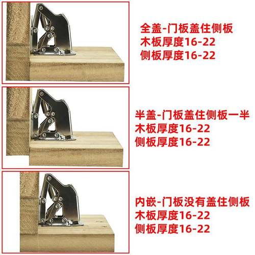 304不锈钢免开孔铰链4寸桥型铰链免打孔柜门家具缓冲液压合页折页 - 图1