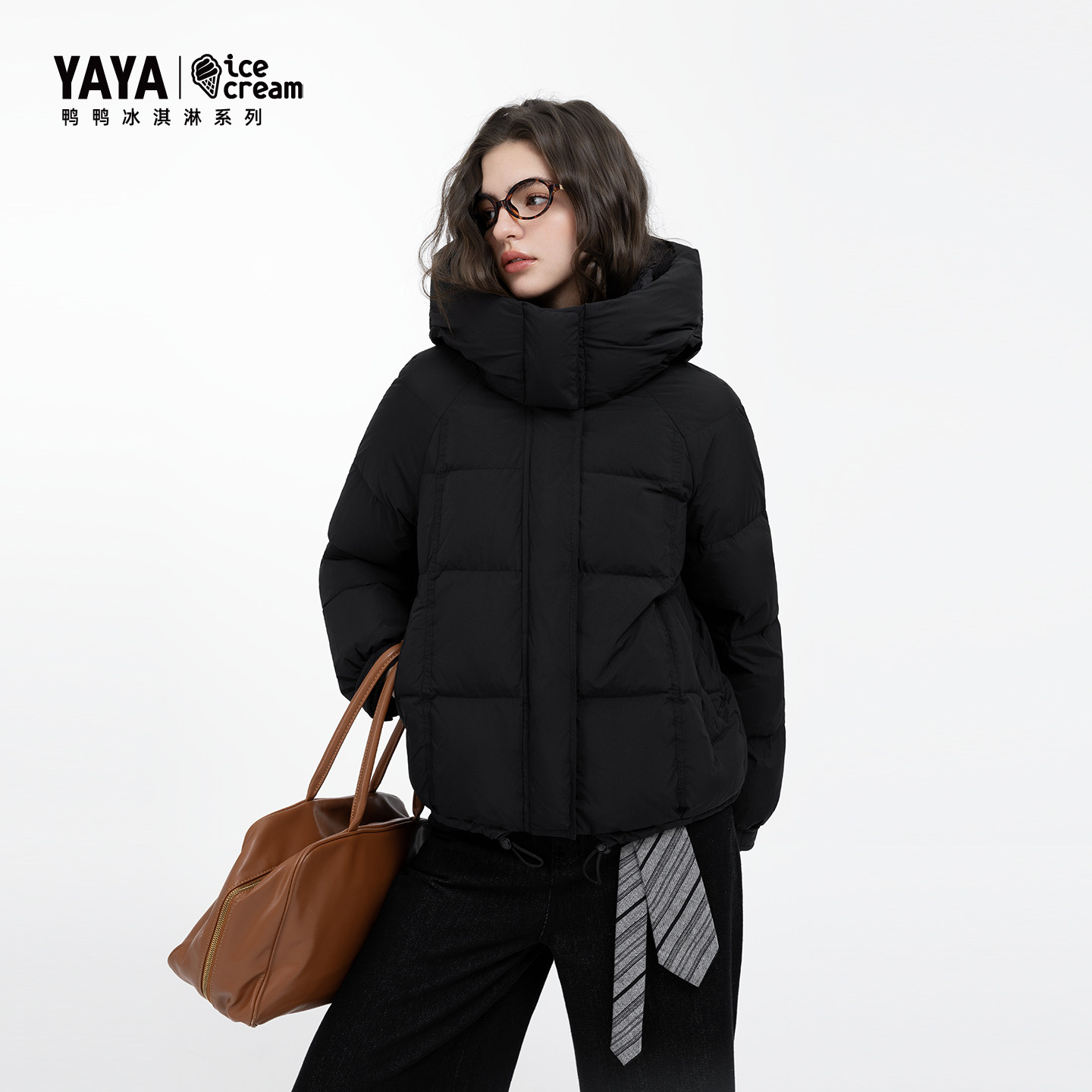 YAYA鸭鸭短款羽绒服女2025新款冬季时尚加厚保暖小个子面包服外套