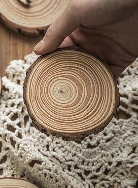 原木片复古年轮实木装饰背景墙圆木片拍摄道具zakka材料手工摆件