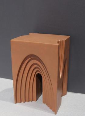 简约现代家居软装饰品砂岩工艺品底座展示台门洞拱桥几何白色摆件