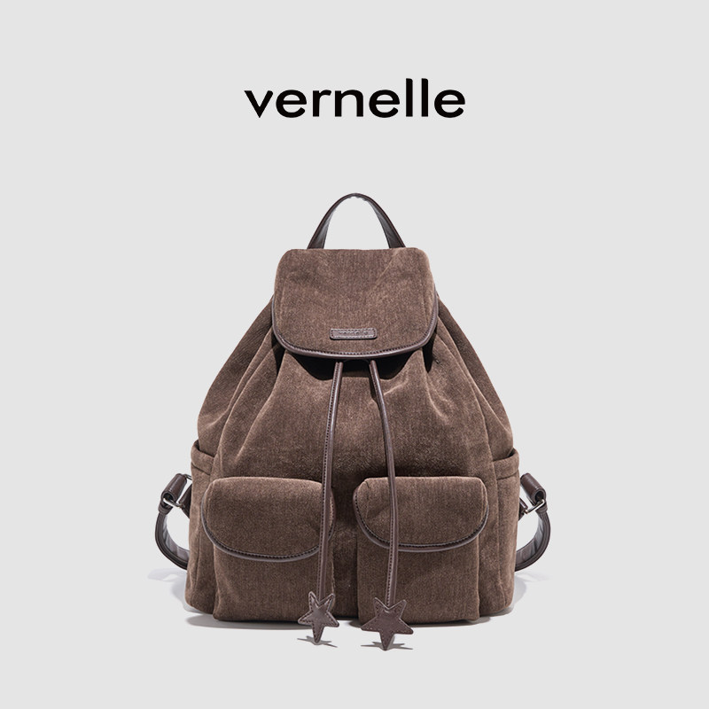 vernelle大容量复古GOGO双肩包百搭通勤背包女包,淘宝优惠券,粉丝福利购,淘宝优惠卷