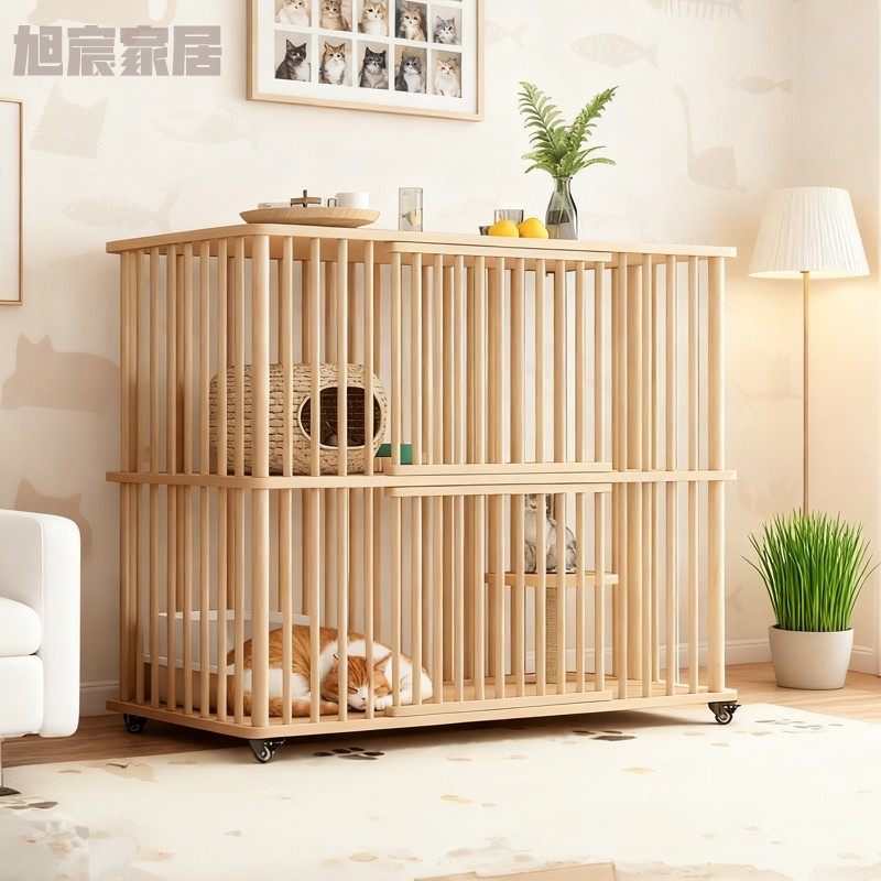 实木猫笼子家用猫别墅超大空间室内可移动三层猫柜猫舍猫房狗笼子,淘宝优惠券,粉丝福利购,淘宝优惠卷