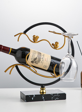 倒挂红酒杯架子客厅玄关酒柜电视柜轻奢高档装Q饰品摆件悬挂酒瓶