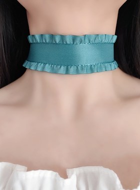 气质颈链宽边遮颈纹脖子装饰挡脖A子疤痕颈部饰品荷叶边脖链脖圈