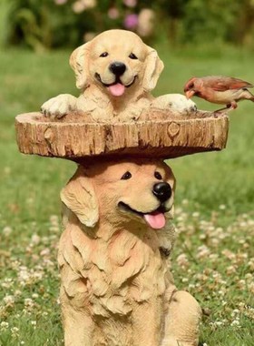 庭院花园树脂装饰向日p葵刺猬小狗浣熊兔子青蛙喂鸟器树脂工艺品