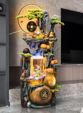 招财风水轮流水生财摆件循环水中式假山喷泉水景客厅落地装饰开业