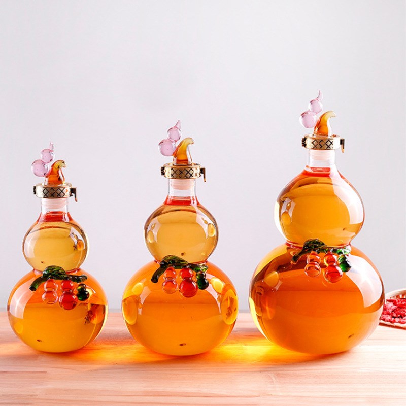 厂家现货手工吹制高硼硅创意酿酒瓶 人参泡酒瓶5斤葫芦玻璃泡酒瓶 - 图1