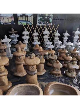 石雕灯笼青石仿古灯笼天然鹅卵石立柱造型石头草坪灯笼摆件