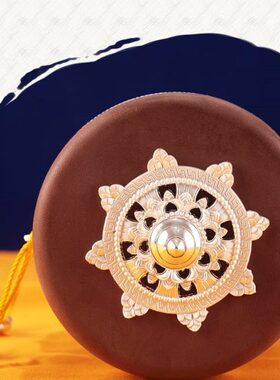 藏式超大号皮手摇转轮家用摆件六字手摇转筒实木合金双层10万遍