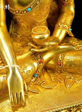 欧斯特释迦牟尼佛铜像摆件 释迦族尼泊尔手工艺铜鎏金释迦摩尼雕