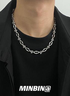 不掉色钛钢项炼男生潮牌基础款街头嘻哈小众高级感锁骨炼男士配饰