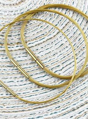 细款防水手绳细钢丝金黄色穿串小孔转运珠金色钢丝绳手炼本命年