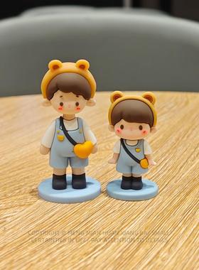 一家四口亲子摆件人偶卡通桌面车载双用创意家居装饰乔迁礼物治愈