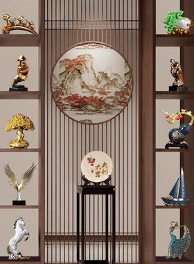 新中式老板办公室轻奢高端大气摆件酒柜博古架书房书柜工艺礼品摆