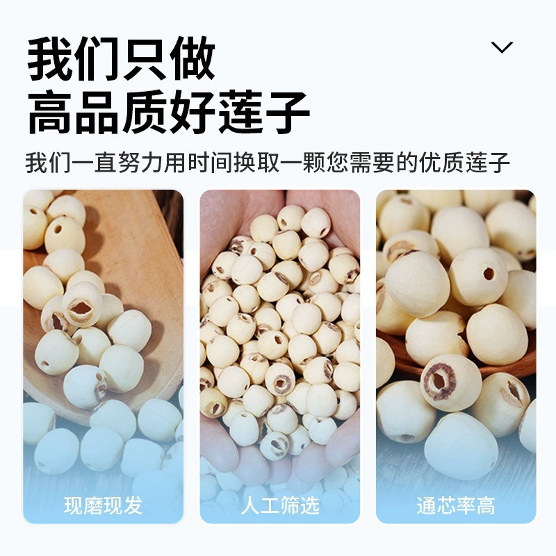 湖南湘潭莲子干货500g袋装特级去芯无硫磨皮白莲籽煮粥煲汤批发,淘宝优惠券,粉丝福利购,淘宝优惠卷