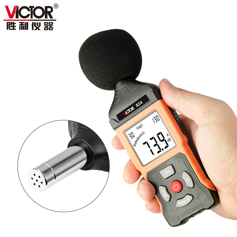 胜利数字噪音计VC824/VC824C声级计/声音音量测试仪分贝仪/噪音计 - 图1