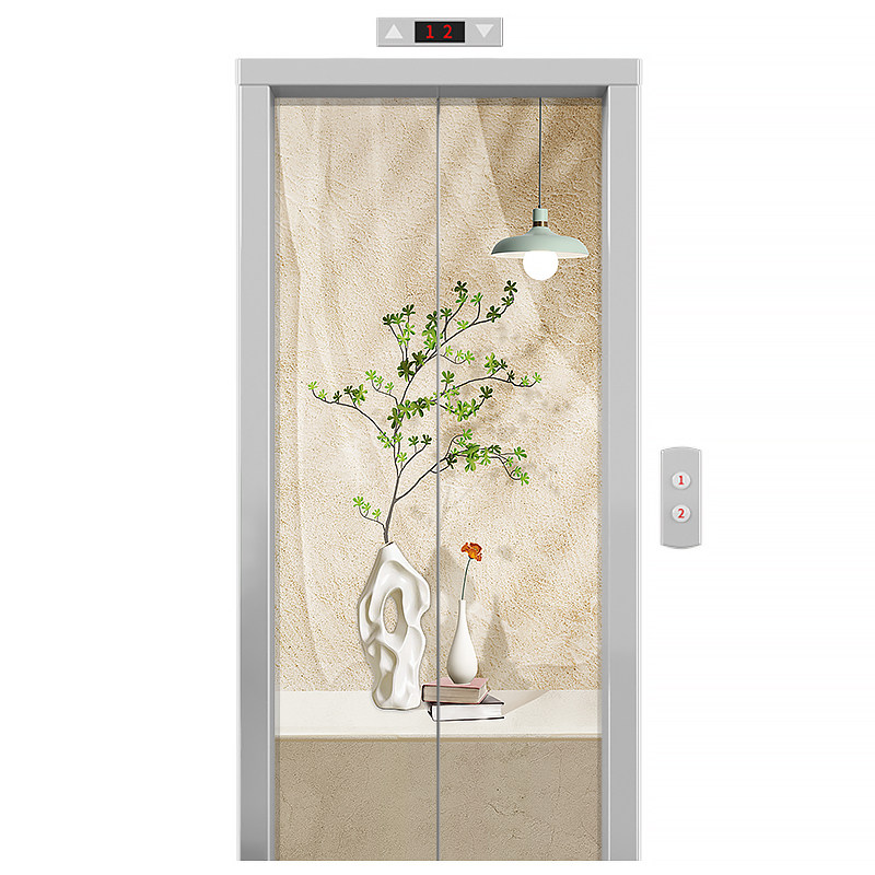 自粘轻奢北欧原木风绿植酒店宾馆电梯门贴纸装饰画防火门入户门贴,淘宝优惠券,粉丝福利购,淘宝优惠卷